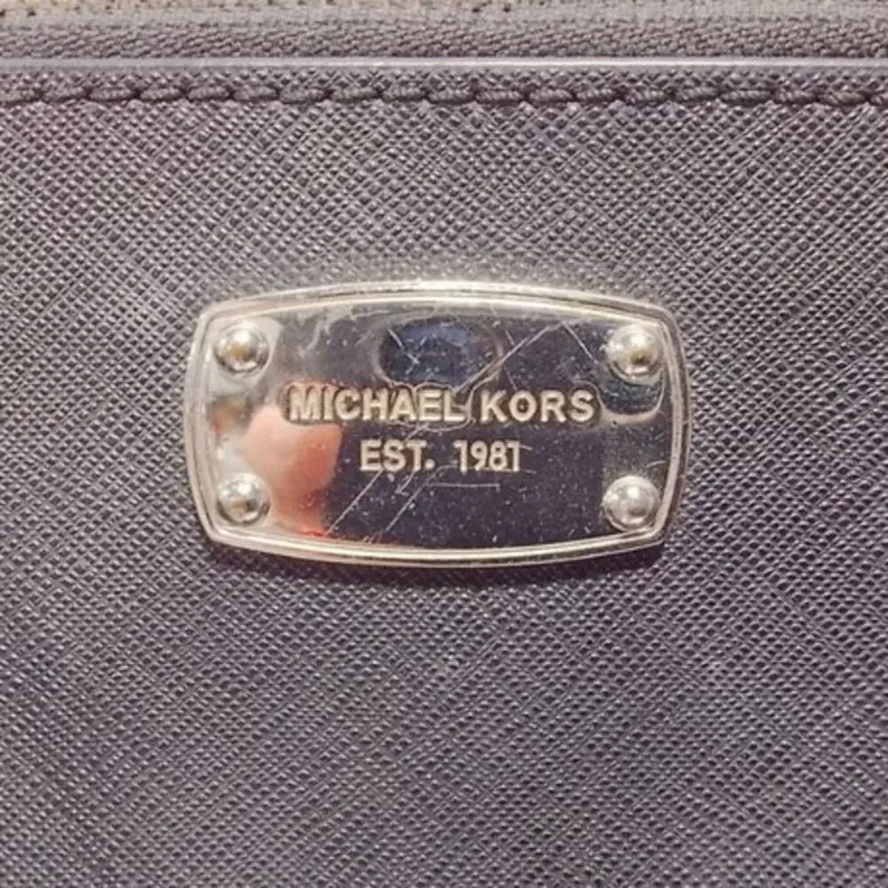 Michael Kors Saffiano Leather Structured Satchel – Black/Silver